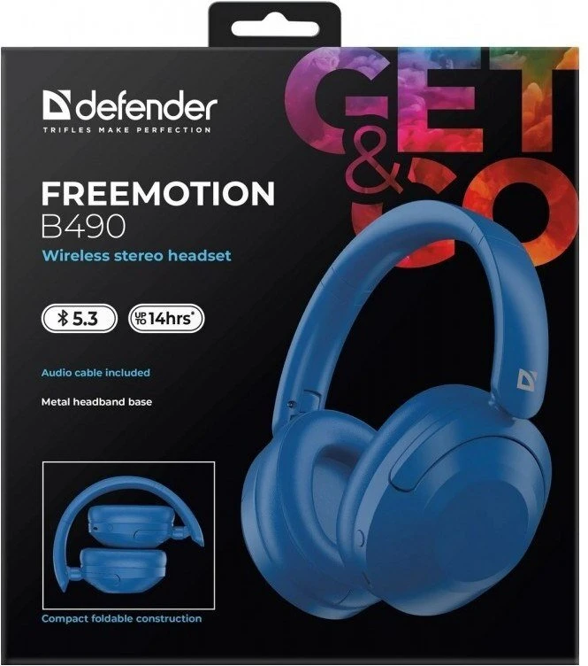 Defender Ausinės belaidės su lankeliu ant galvos freemotion b490 mėlyna