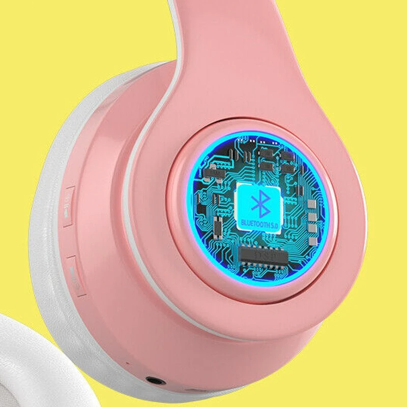 Ausinės Defender Ausinės dziecięce RGB su uszkami, rožinė