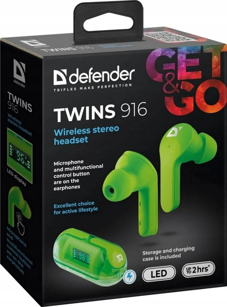 Defender Bluetooth ausinės TWINS 916 Žalias