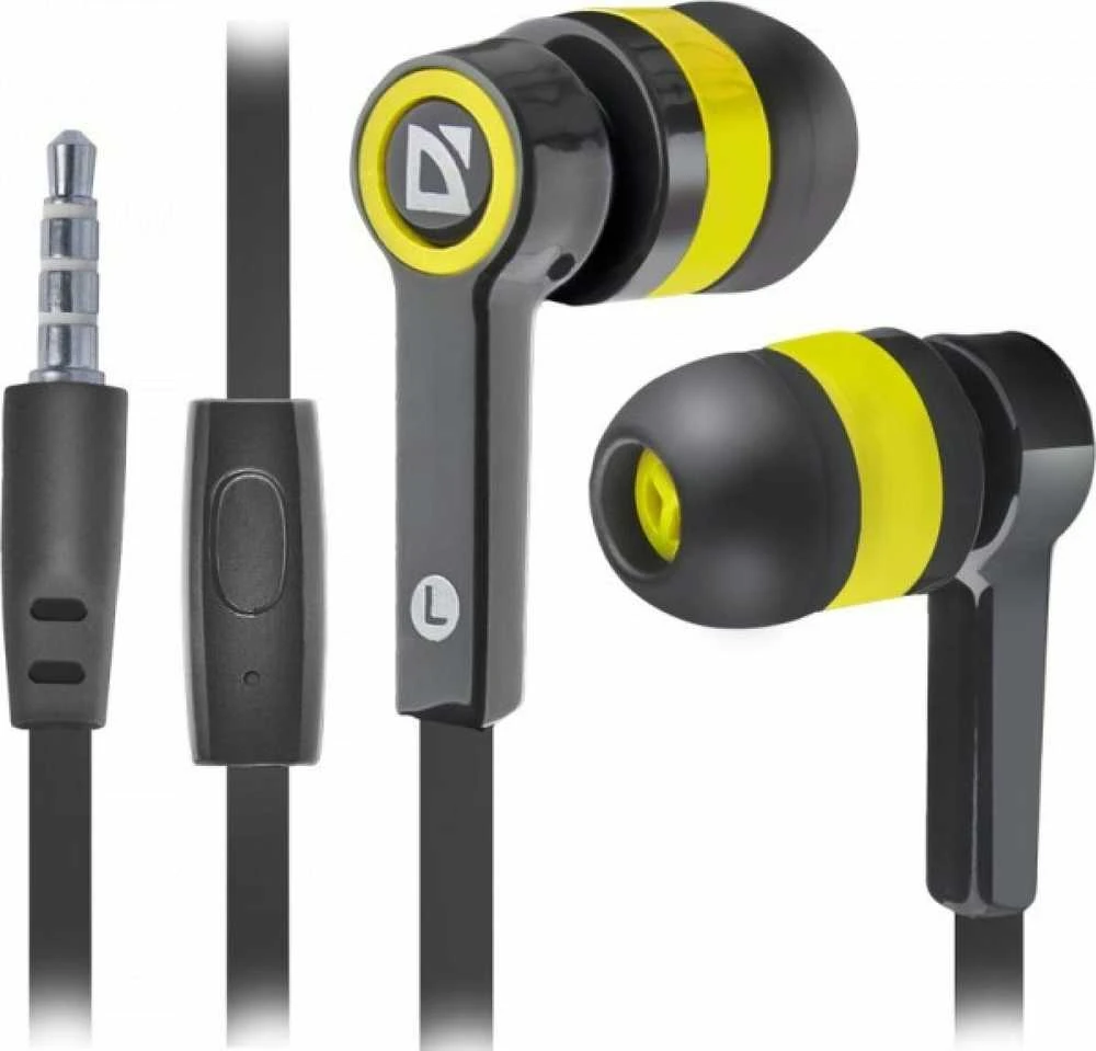DEFENDER Ausinės mobiliems įrenginiams Pulse 420 juodas + geltona į ausis įkišamos