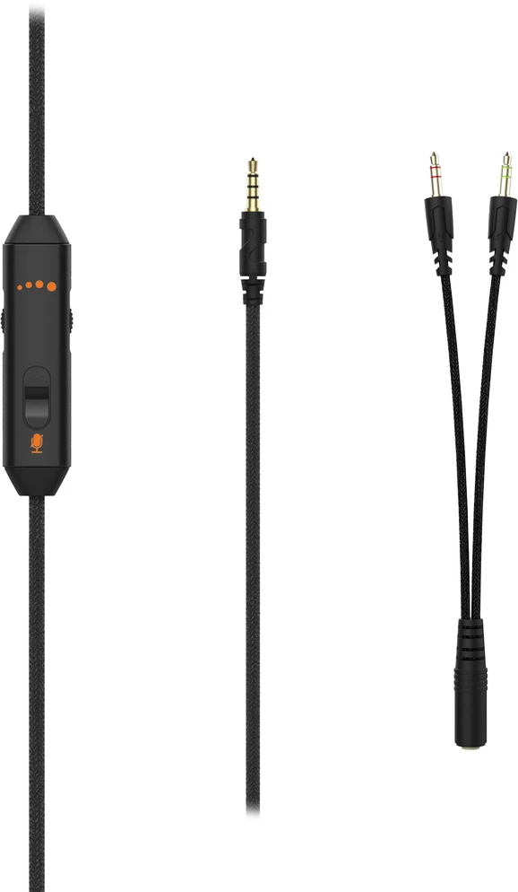 DH320 laidinės žaidimų ausinės DELTACO GAMING, iš odos, 3.5mm jungtis, garsumo ir nutildymo mikrofono valdikliai / GAM-190 / 4222403