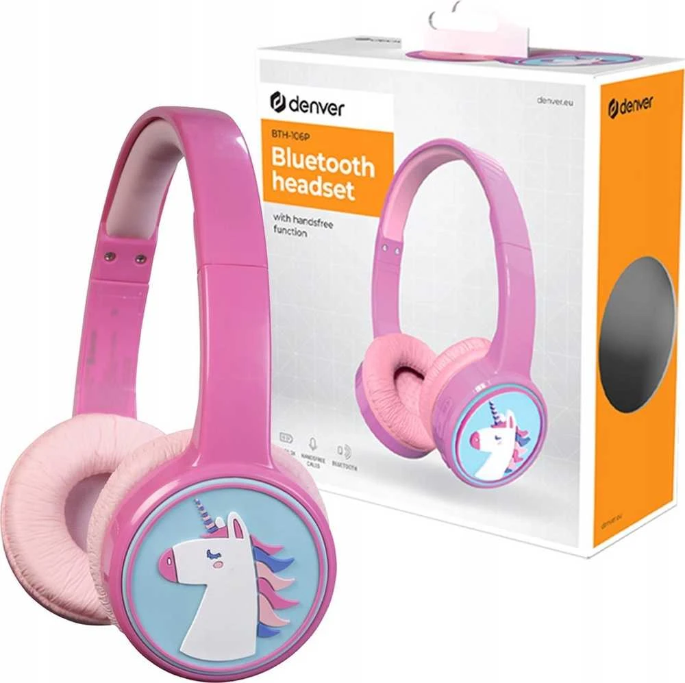 Ausinės dziecięce Bluetooth rožinė Denver BTH-106P