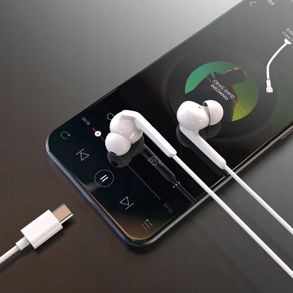 Dudao X3C+ su laidu USB-C In-Ear ausinės 1.2m – baltos spalvos