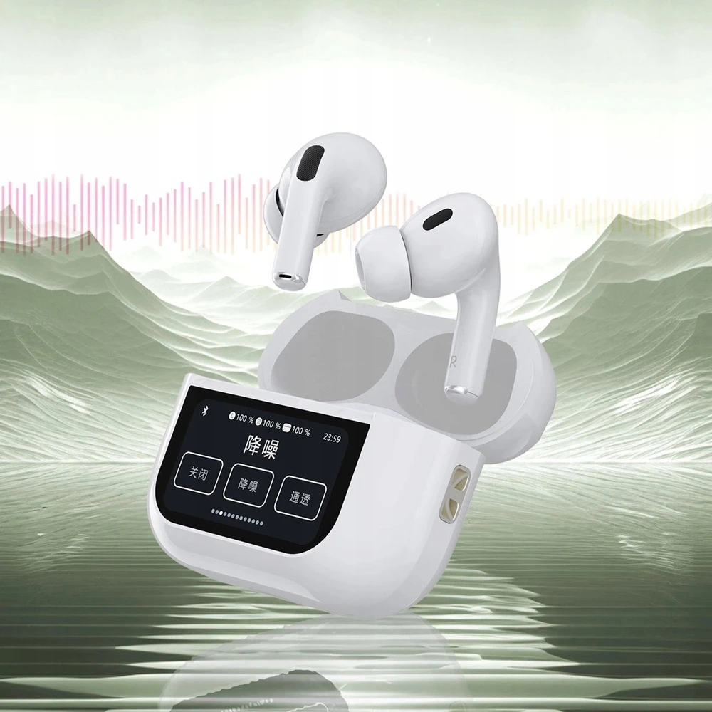 Dudao U19 į ausis įkišamos TWS belaidės Bluetooth 5.3 ausinės with LED ekranas – baltas