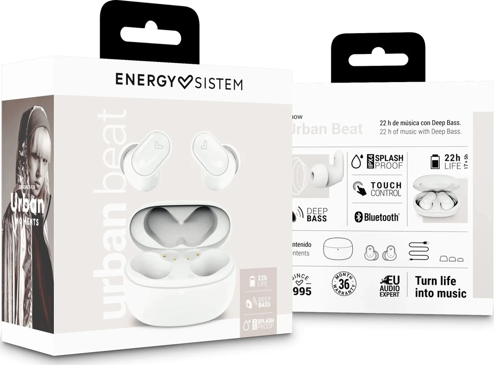 Energy Sistem Urban Beat belaidės TWS ausinės, Baltos