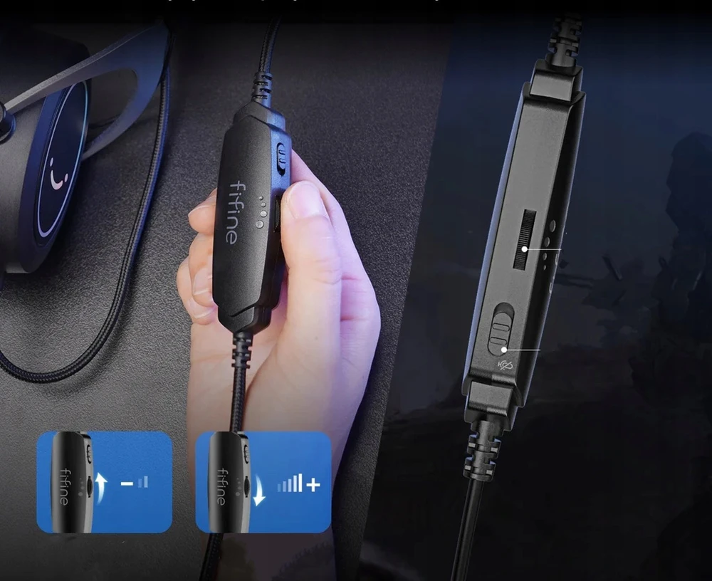 Fifine Microphone Ausinės studijinės su lankeliu ant galvos Fifine H3 AmpliGame RGB
