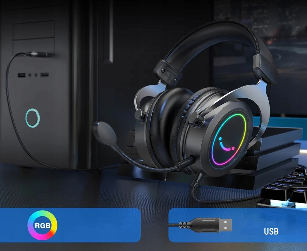 Fifine Microphone Ausinės studijinės su lankeliu ant galvos Fifine H3 AmpliGame RGB