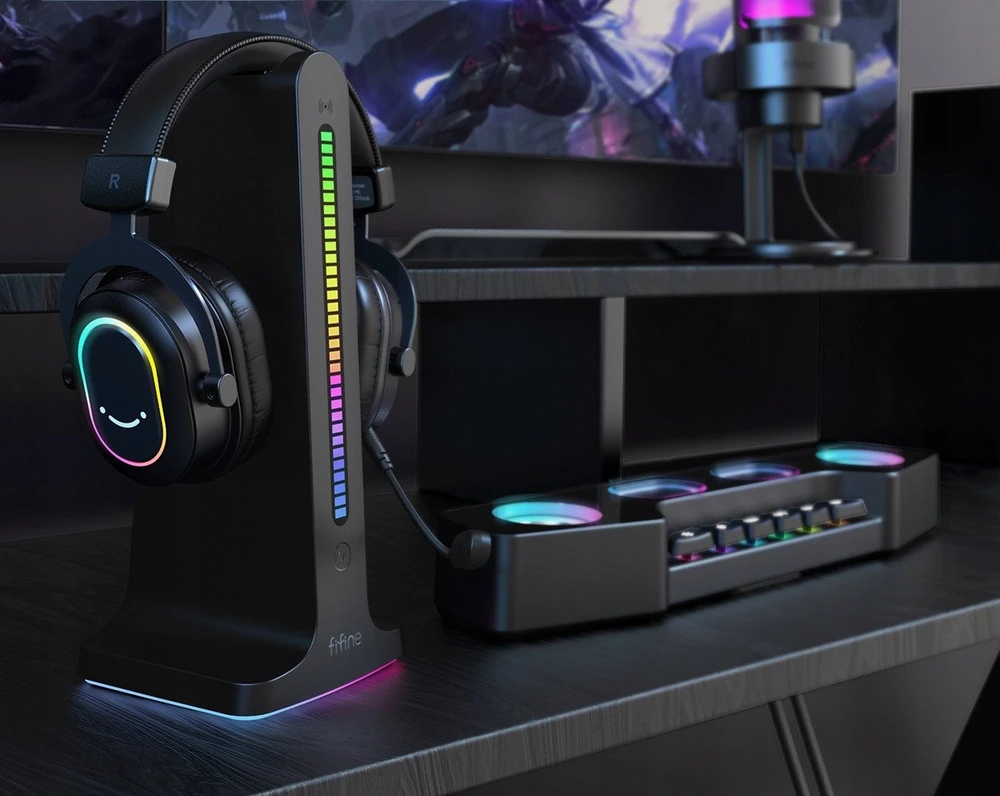 Fifine Microphone FIFINE H6 AmpliGame RGB dźwięk przestrzenny 7.1 ausinės studijinės su lankeliu ant galvos