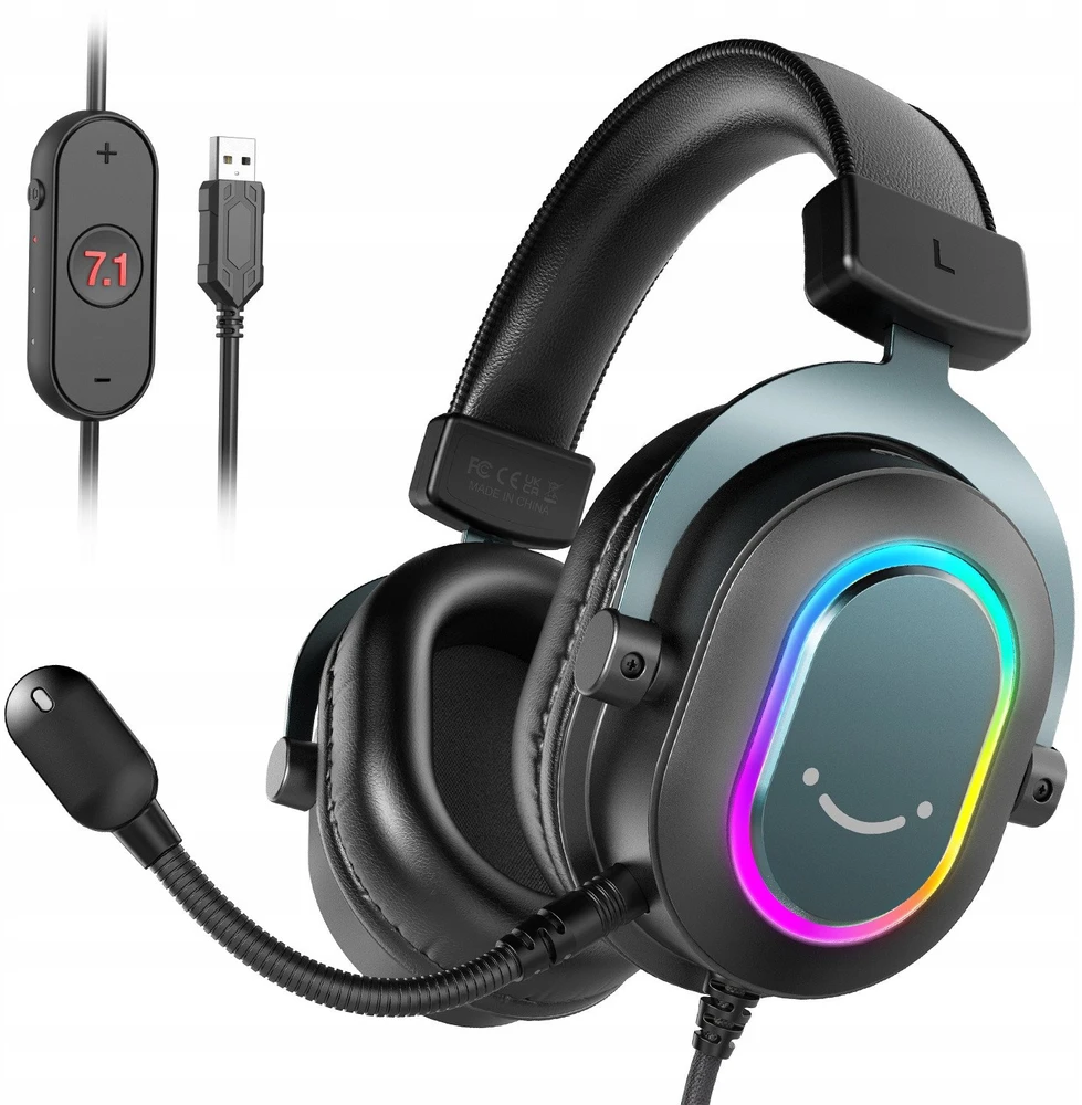 Fifine Microphone FIFINE H6 AmpliGame RGB dźwięk przestrzenny 7.1 ausinės studijinės su lankeliu ant galvos
