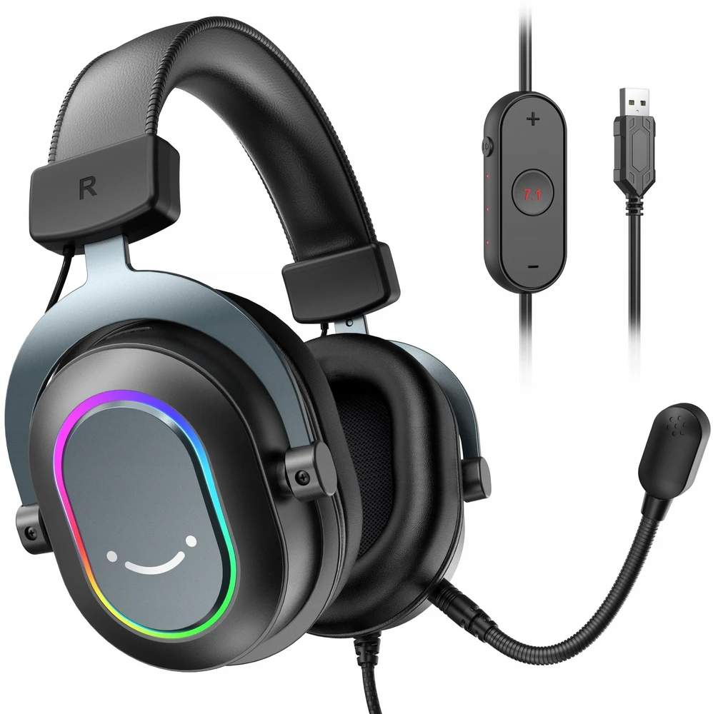 Fifine Microphone FIFINE H6 AmpliGame RGB dźwięk przestrzenny 7.1 ausinės studijinės su lankeliu ant galvos