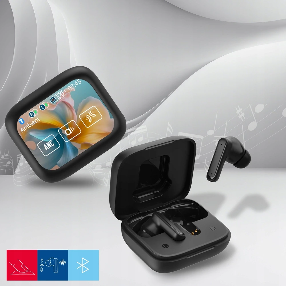 Forever „Bluetooth“ ausinės su ANC + ENC ekranu TWSS-500 juodos
