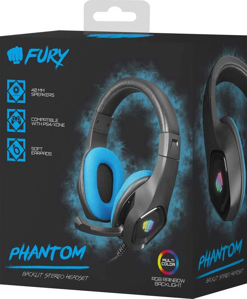 NATEC Fury žaidimams ausinės Phantom juodas-mėlynas