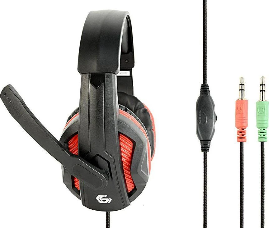 Žaidimų ausinės Gembird GHS-03, 2x 3.5mm, Juoda-raudona