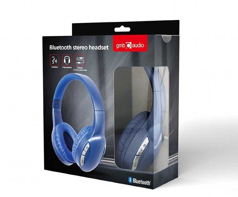 Ausinės Gembird Gembird BTHS -01-B Ausinės (ausinės) kabelis ir bevielės ausinės jungtys / Music micro- USB Mėlynacolor