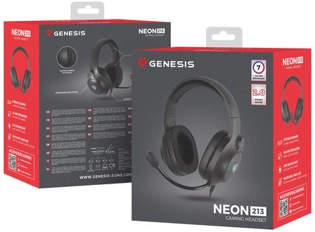 Genesis Ausinės Žaidimams | Neon 213 RGB | su laidu | Over-Ear | Mikrofonas | Juodas