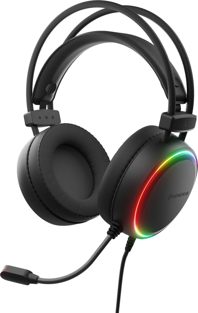 Ausinės Genesis Neon 614 RGB USB juoda