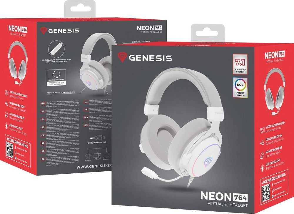 Genesis Neon 764 ausinių pakuotės