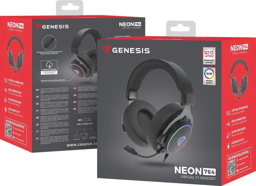 Genesis | Ausinės Žaidimams | Neon 764 | su laidu | Over-Ear | Mikrofonas | Juodas