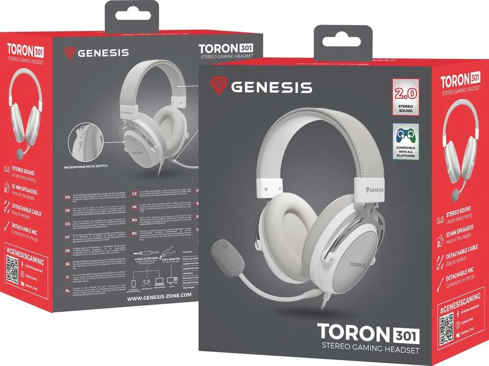 Genesis | Ausinės Žaidimams | Toron 301 | su laidu | Over-Ear | Mikrofonas | Baltas