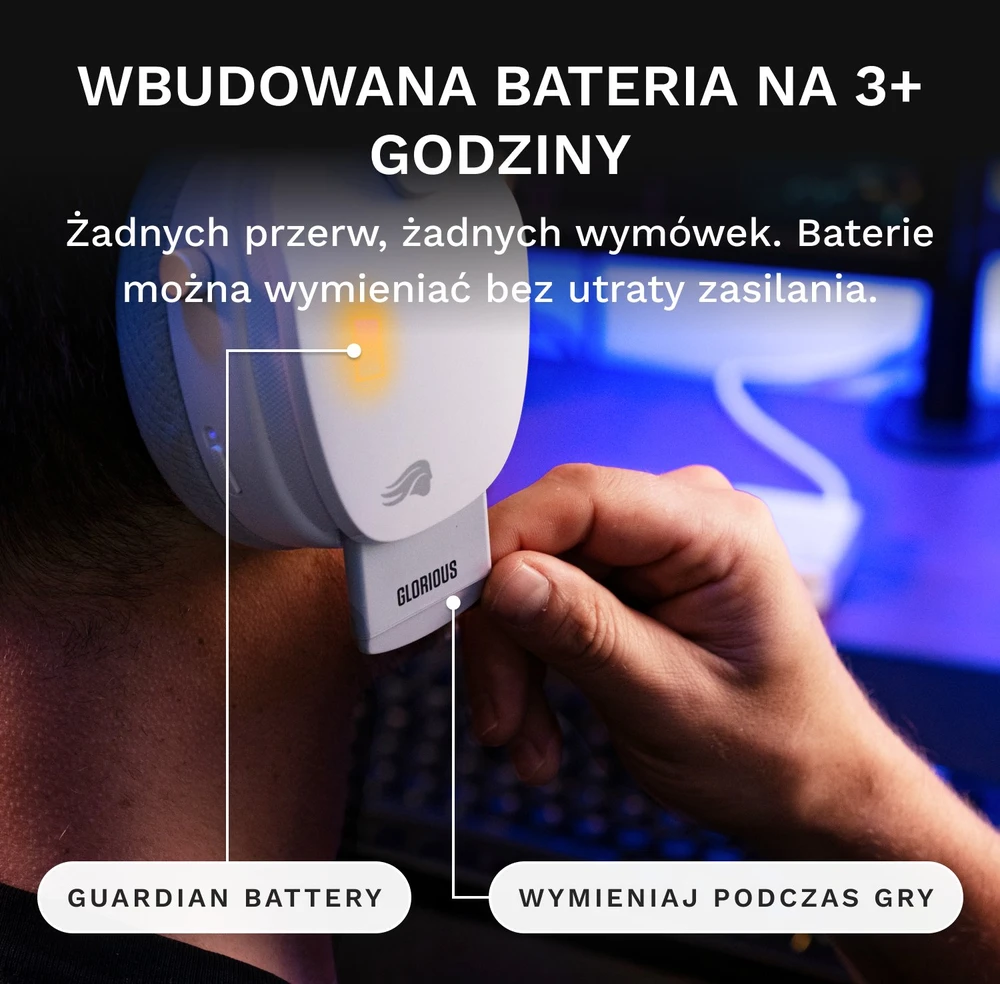 Ausinės Glorious GHS Belaidės InfinitePlay Balta (GLO-A-5-PC-WHT)
