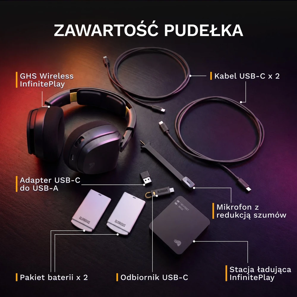 Ausinės Glorious GHS Belaidės InfinitePlay Juoda (GLO-A-5-PC-BLK)