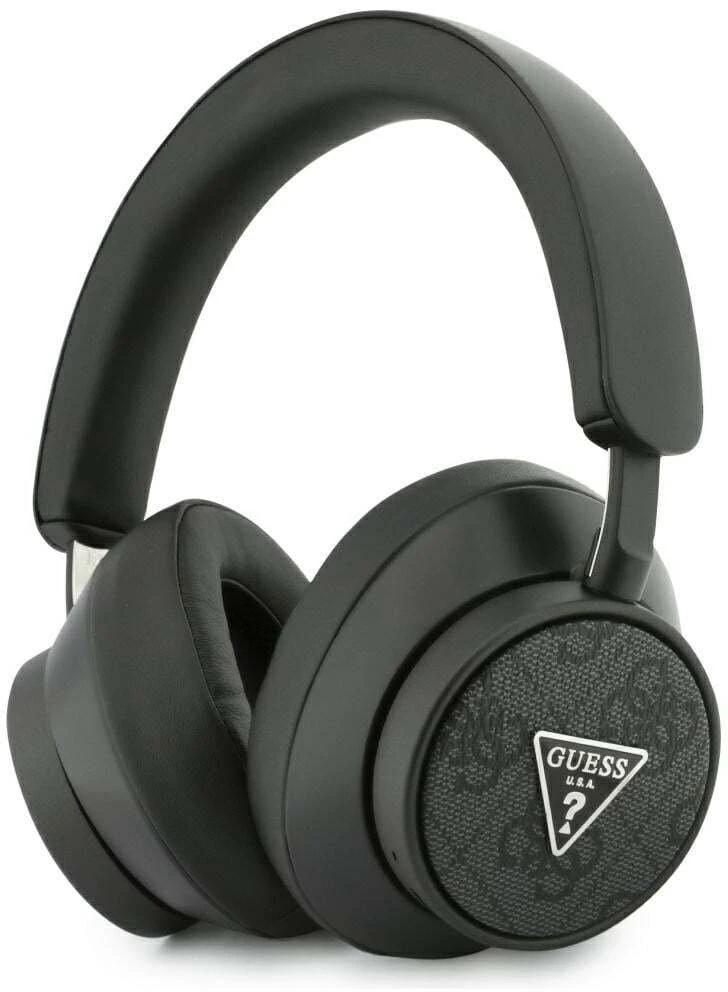 Guess PU Leather 4G Triangle Logo ENC belaidės ausinės juodos spalvos