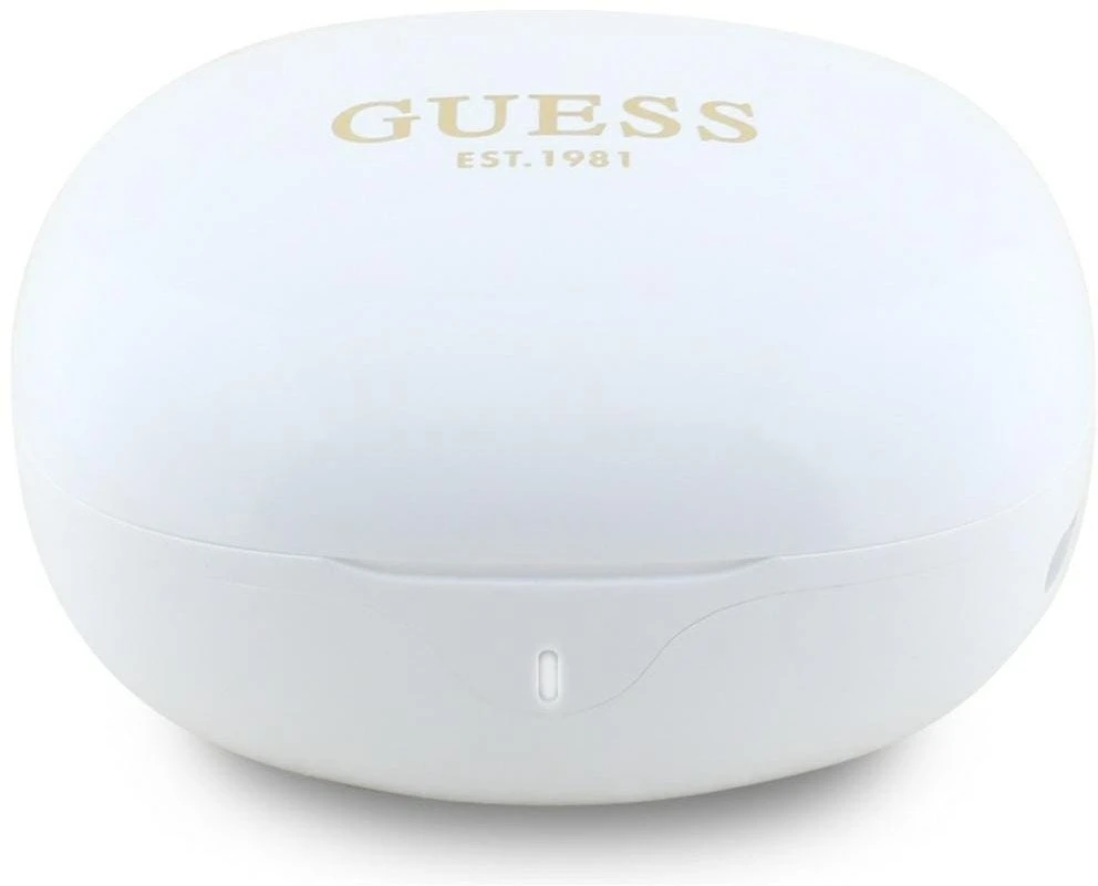 TWS ausinės Guess Flat Classic Logo elektrocheminiu būdu dengtos baltos
