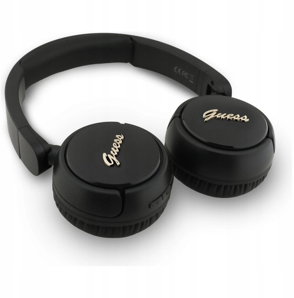 Guess Script Metal Logo belaidės ausinės juodos spalvos