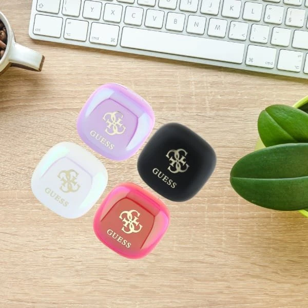 Guess Bluetooth ausinės GUTWSJ144ESK TWS + docking station juodos spalvos Iridescent 4G Printed Logo