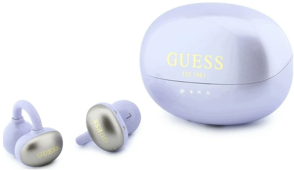 OWS ausinės Guess Metalic Finish Electropated Parts Classic Logo violetinės spalvos