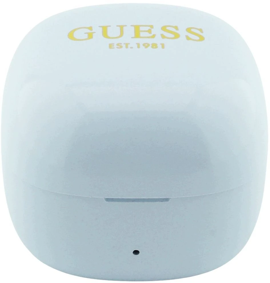 Ausinės TWS Guess Script Metal Logo turquoise