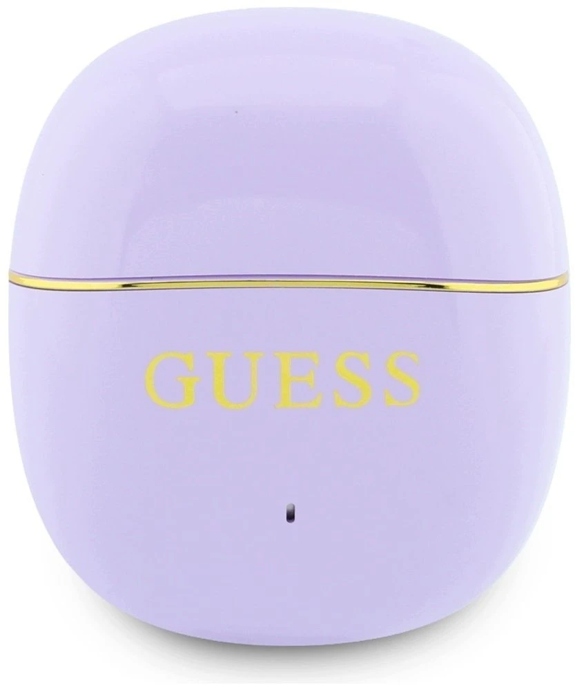 Guess Auksinė Line Glossy Classic Logo TWS belaidės ausinės violetinės spalvos