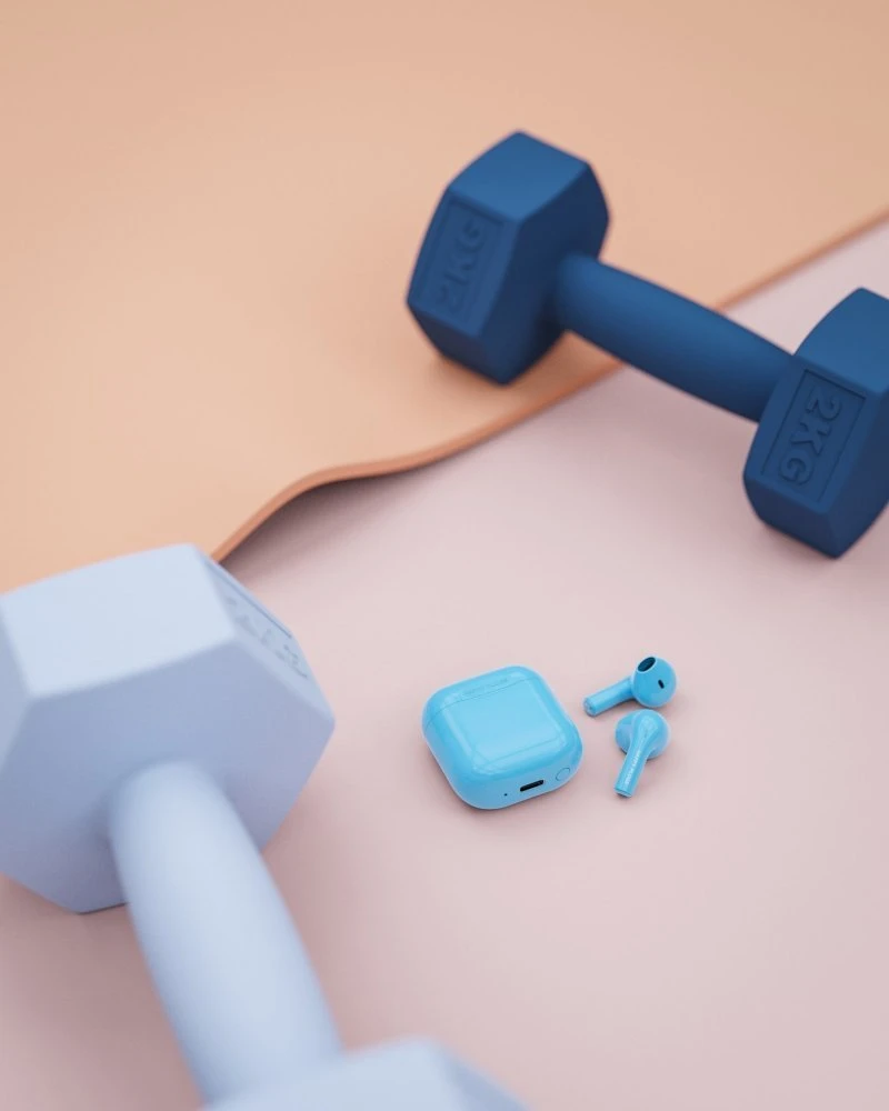 Happy Plugs Joy Belaidės ausinės, mėlynos spalvos
