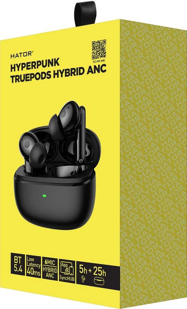 Hator Hyperpunk Truepods ausinės pakuotėje