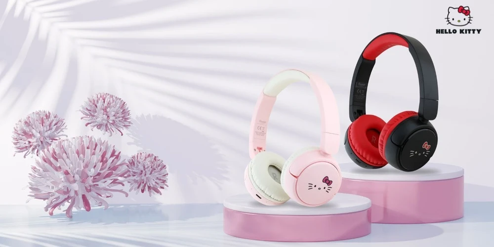 Hello Kitty Face Logo Bluetooth Ausinės raudonos spalvos