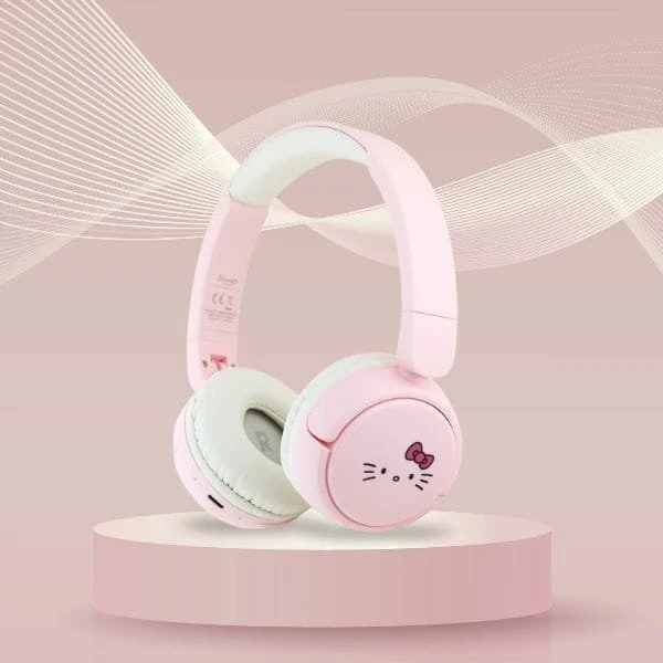 Hello Kitty Face Logo Bluetooth Ausinės rožinės spalvos