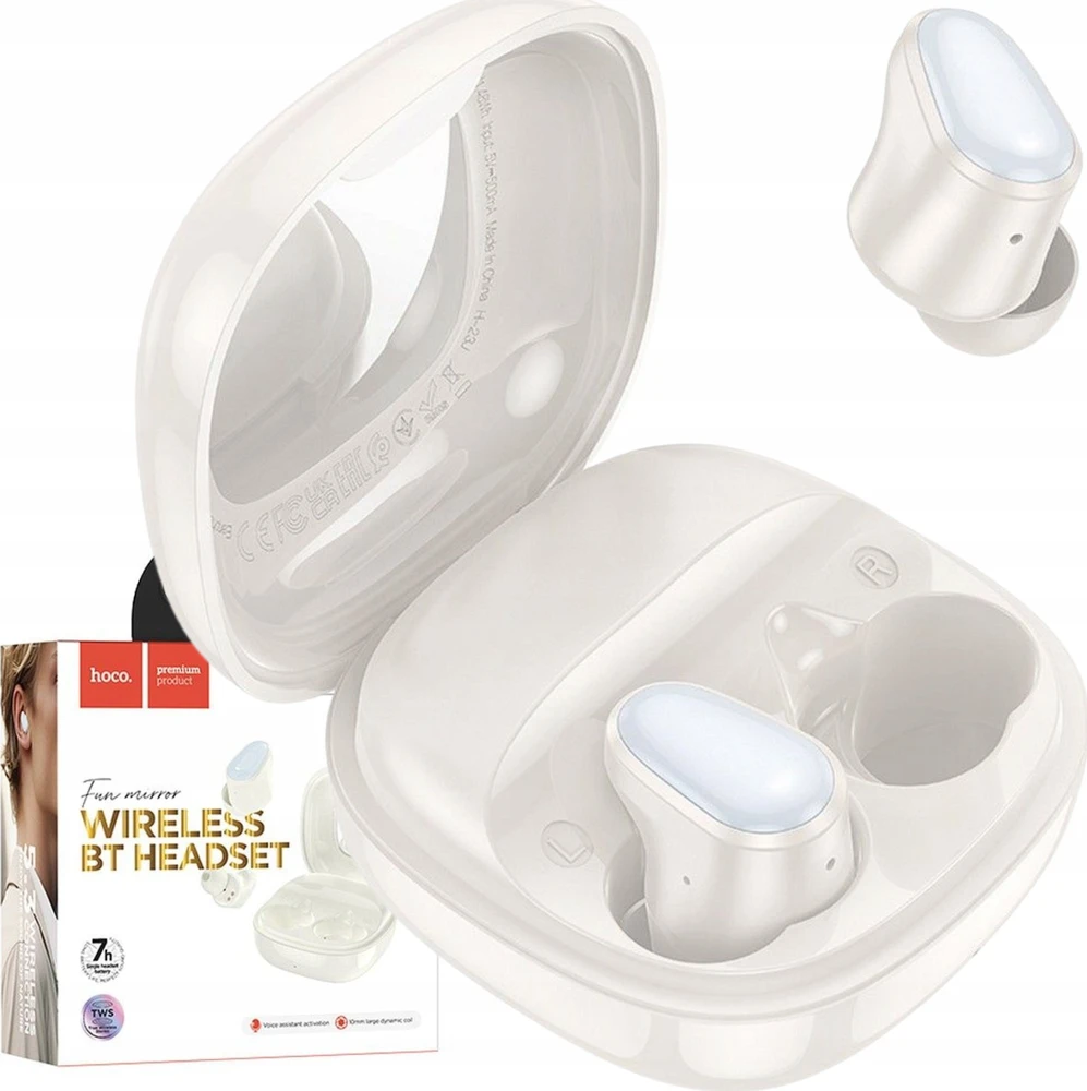 EOL HOCO belaidės ausinės bluetooth TWS EQ13 milky baltas