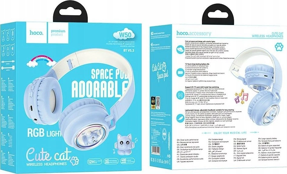 HOCO belaidės ausinės bluetooth W50 mėlynas
