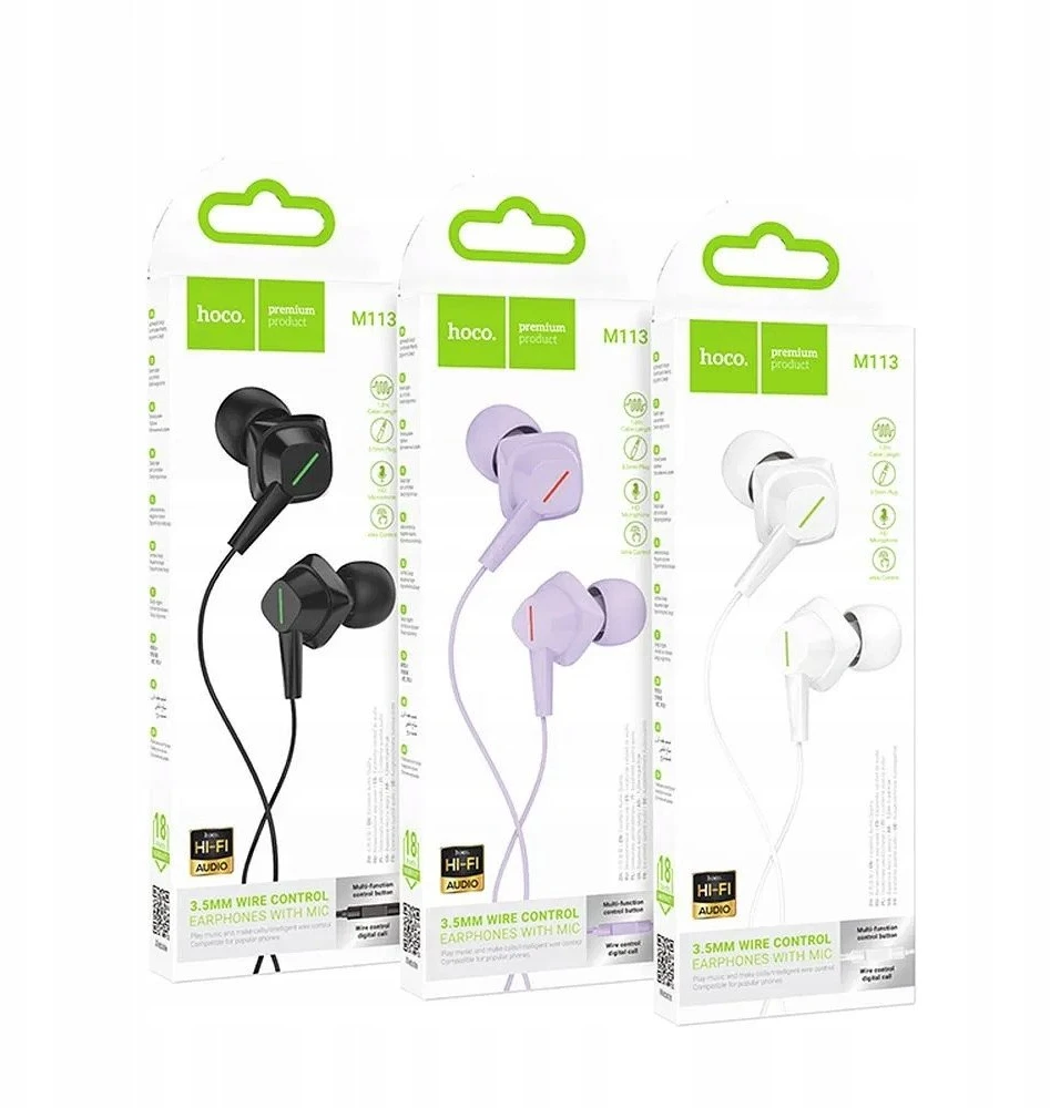 HOCO wire ausinės Lightning su mikrofonu M113 juodas