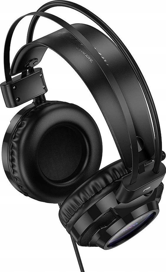 Wire ausinės USB A + Jack 3,5 mm Hoco žaidimams 2 m W110 juodas