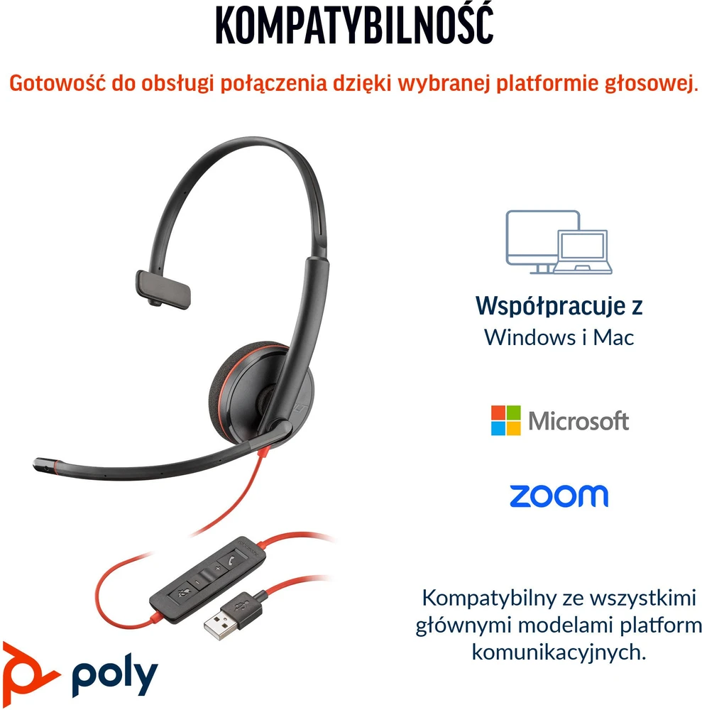 Ausinės HP Blackwire 3210 Vienpusės USB-C