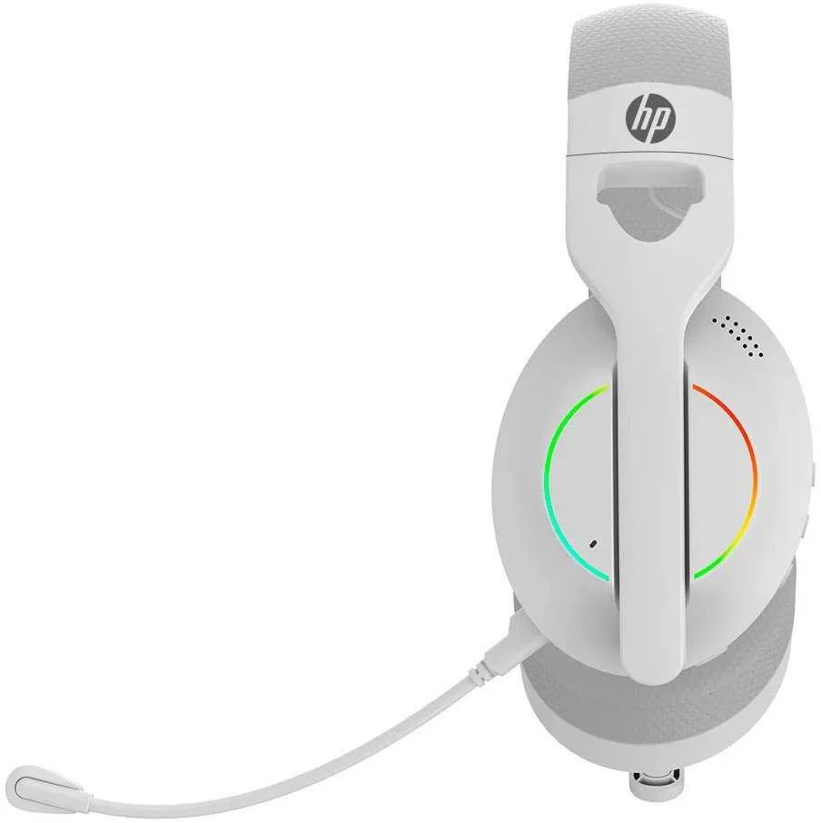 HP DHE-8003U ausinės su mikrofonu, laidinis, baltas, 7.1 erdvinis (virtualus), apšviestas, USB