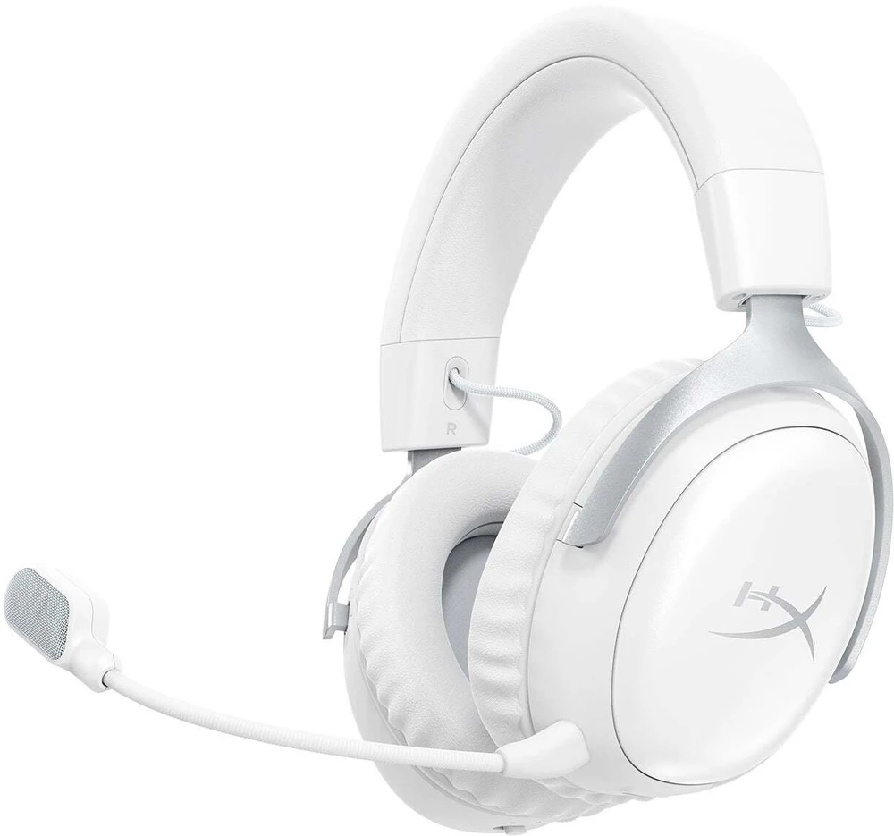 HyperX Cloud III S baltos belaidės ausinės su mikrofonu