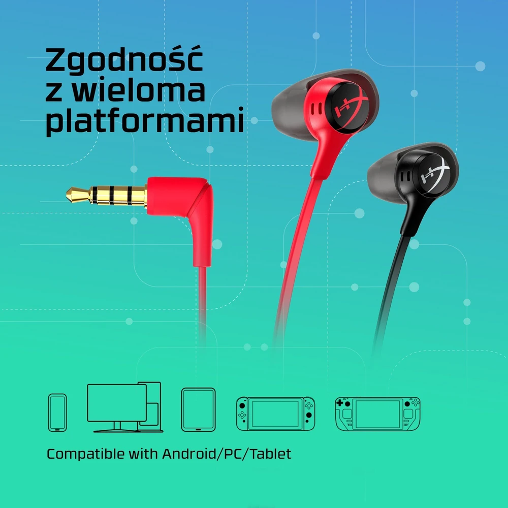 HyperX Cloud Earbuds  aidinės žaidimų ausinės, Raudonos