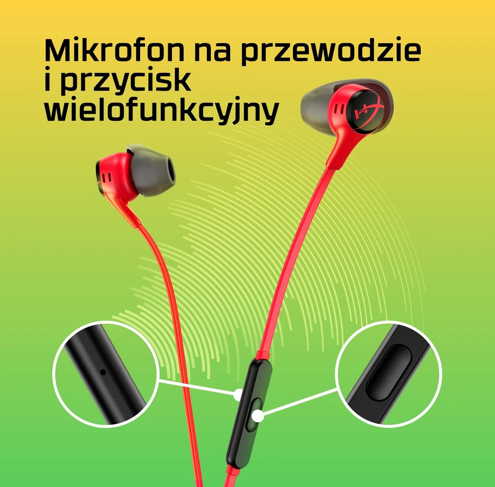 HyperX Cloud Earbuds  aidinės žaidimų ausinės, Raudonos