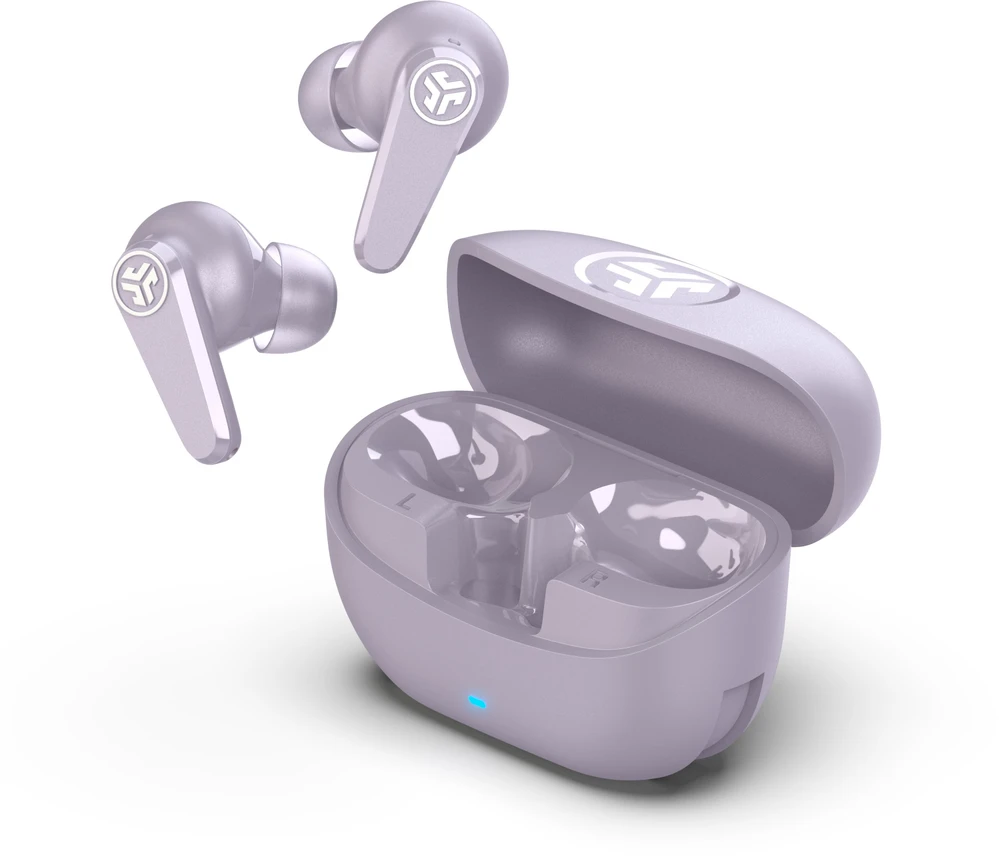 Jlab Go Pods violetinės ausinės su atviru įkrovimo dėklu