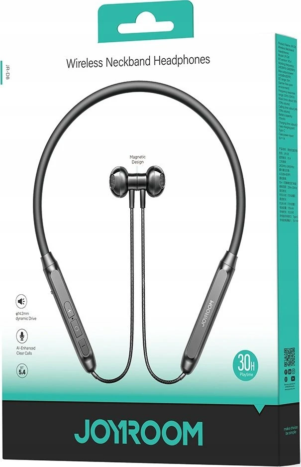 Joyroom JR-D8 Bluetooth Belaidės Ausinės with su lankeliu ant galvos - Juodas