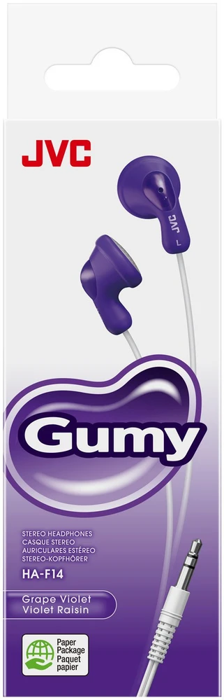 Ausinės JVC F14 Gumy In Ear su laidu Violet, su laidu, 16 - 20000 Hz, Music, 17.1 g, Ausinės, Violet