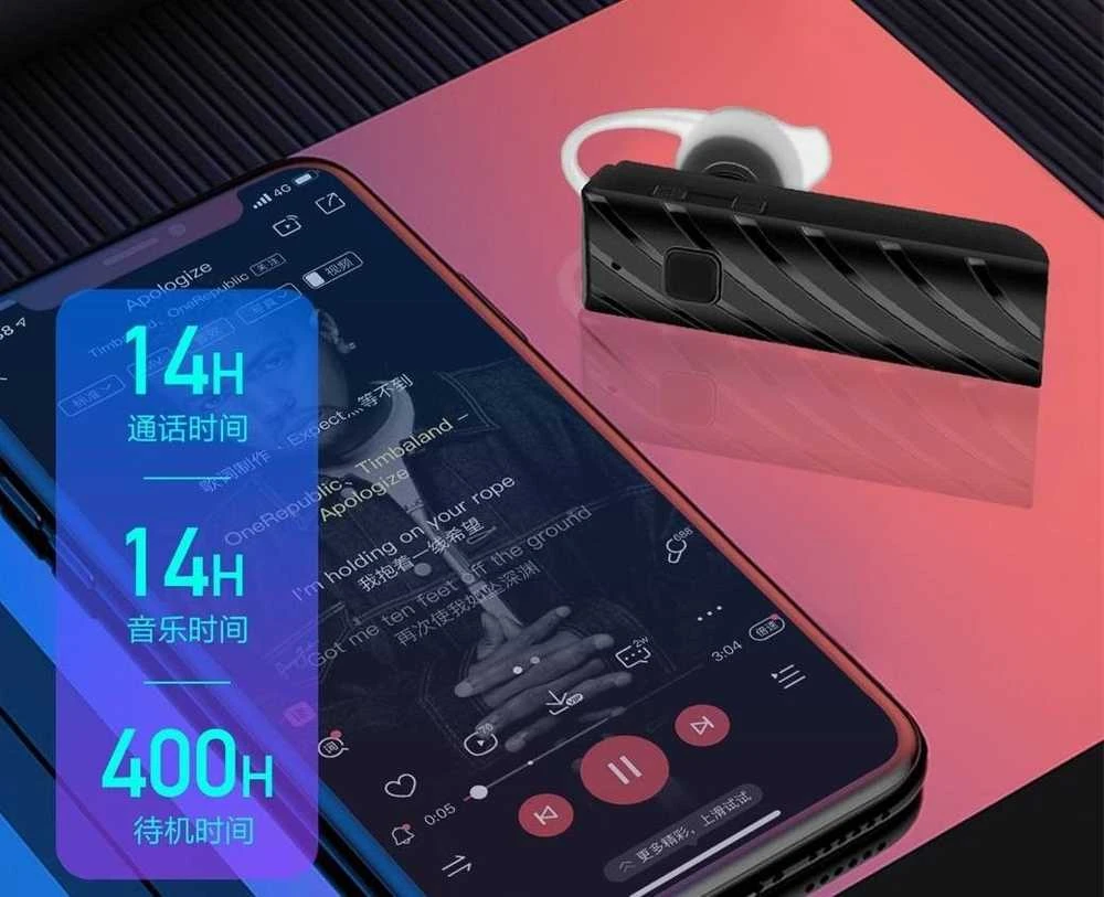 Kaku „Maijia“ juoda belaidė ausinė su telefono rodiniu