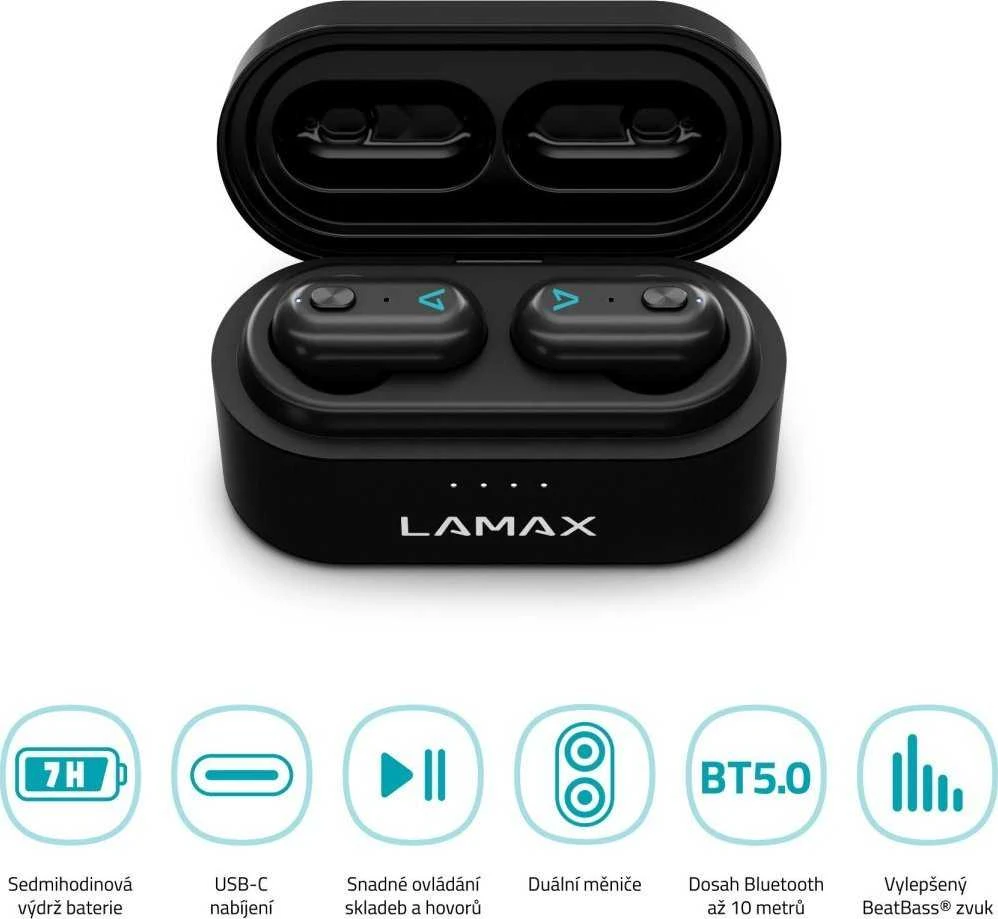 LAMAX Duals1 įdedamos ausinės – juodos